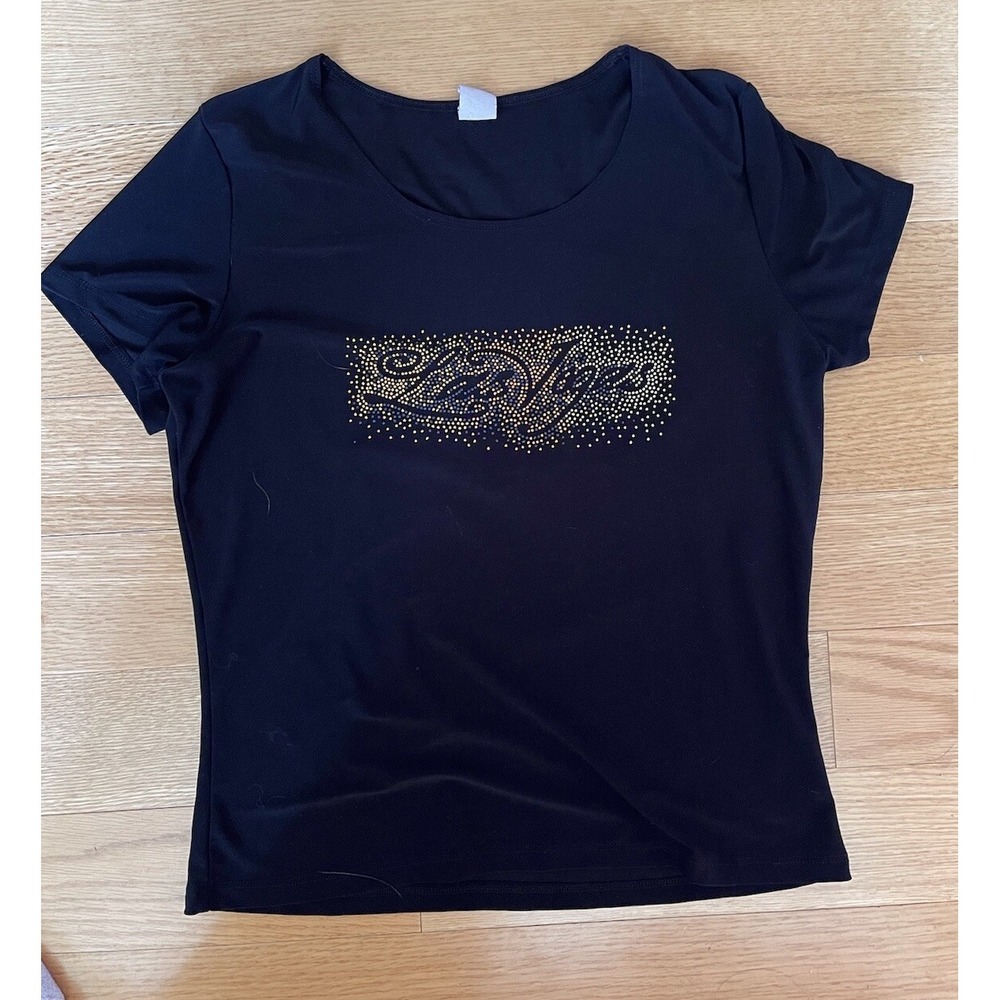 Bling LAS VEGAS  Black T-Shirt Size S EUC